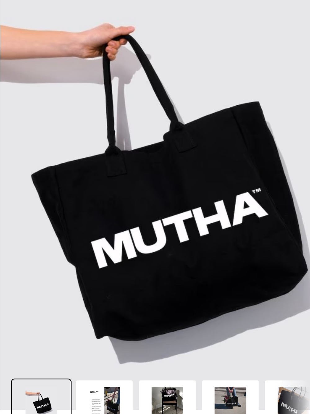 Mutha Black Canvas Tote Bag